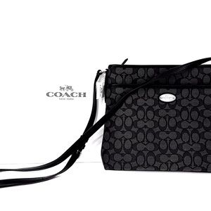 NWT Coach Crossbody Black Signature Canvas Rowan file bag